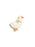 A cartoon-style goose sticker with a white body, orange beak and legs, and a light green bow tie, shown on a plain white background.