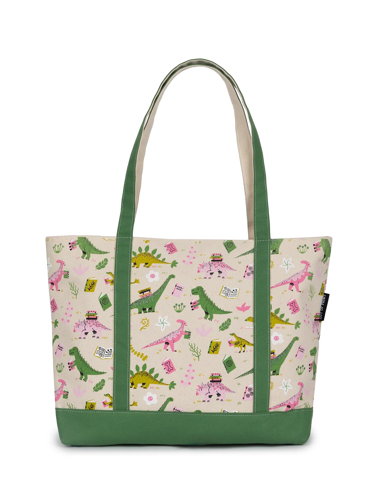 Dinosaur Reads large zippered tote — Out of Print