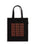 A black canvas tote bag with two black shoulder straps, featuring a grid of red mathematical equations (such as 2+2=4) printed on the front. The bag is photographed flat against a clean white background.