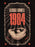 A graphic print featuring the text 'GEORGE ORWELL 1984' above a stylized illustrated eye, on a black background with red stars and decorative border elements.
