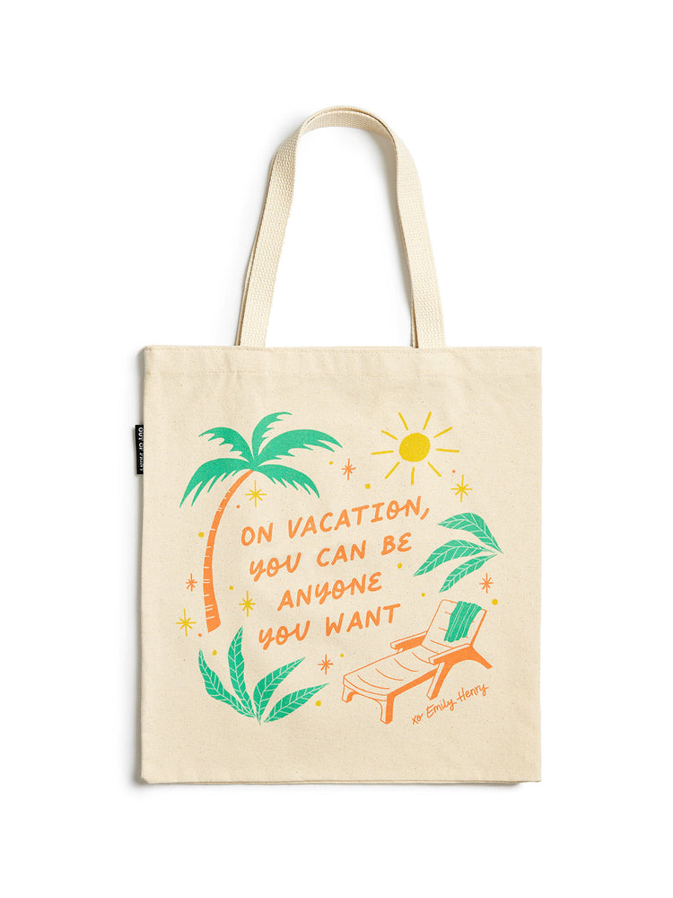 Emily Henry: On Vacation You Can Be Anyone You Want tote bag