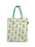 Tote bag with blue bird pattern on beige background