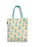 Tote bag with blue bird pattern on beige background