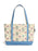 Tote bag with cartoon elephant and piggie and pigeon design on a beige background