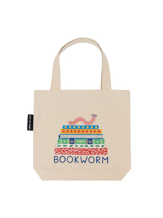 Bookworm mini tote bag front