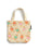 A cream canvas mini tote bag featuring an all-over print of gingerbread cookies reading books, with two top handles and a small black brand tag on the side.