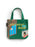A green canvas tote bag with a colorful 'Goodnight Moon' illustration, featuring a window with a moon view, wavy curtains, and a cozy fireplace scene, set against a plain white background.