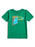 A green short-sleeve kids' t-shirt with a colorful graphic on the front that reads 'GOOD NIGHT MOON!' in yellow, featuring a stylized moon and stars.