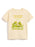 A cream-colored short-sleeve t-shirt featuring a graphic print of the 'Frog and Toad Are Friends' book cover, including the title in yellow text and the illustration below, displayed on a clean white background.