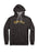 A dark heather gray zip-up hoodie with 'BOOK RIOT' printed in yellow across the chest, featuring white drawstrings and a front pocket, shown against a plain white background.