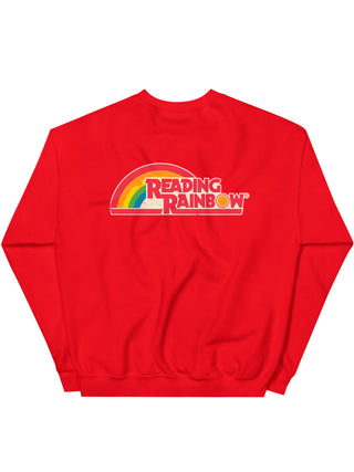 Reading Rainbow embroidered unisex red sweatshirt (Print Shop)