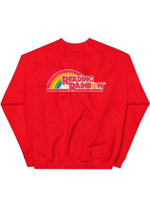 Reading Rainbow embroidered unisex red sweatshirt (Print Shop)