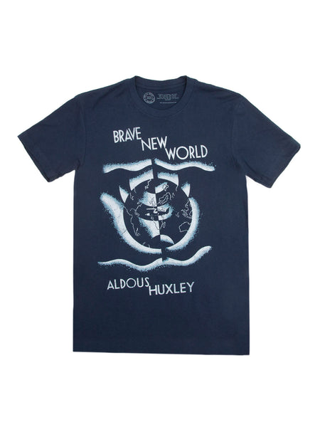 Brave New World men's blue book t-shirt — Out of Print
