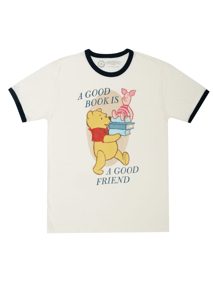 Disney Winnie the Pooh - A Good Book is a Good Friend Unisex Ringer T-Shirt
