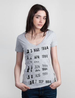 Library Stamp (Gray) Women's V-Neck T-Shirt
