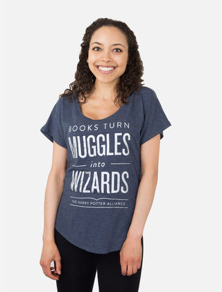 Books Turn Muggles into Wizards Women’s Relaxed Fit T-Shirt