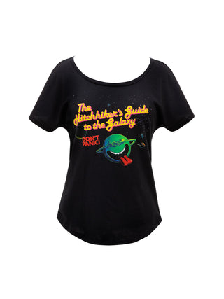 The Hitchhiker's Guide to the Galaxy Women’s (Black) Relaxed Fit T-Shirt