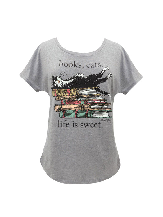 Books. Cats. Life is Sweet. Women’s Relaxed Fit T-Shirt