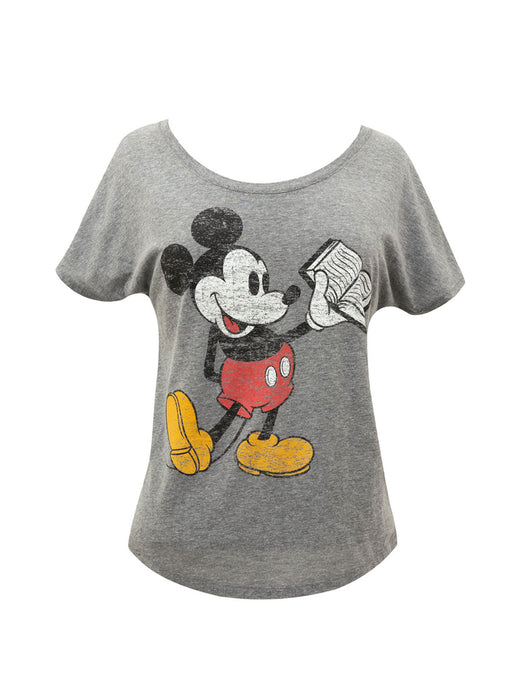 Disney Mickey Mouse Reading Women’s Relaxed Fit T-Shirt