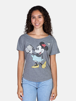 Disney Minnie Mouse Reading Women’s Relaxed Fit T-Shirt