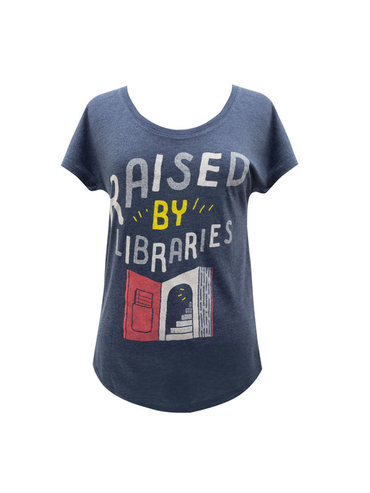Raised by Libraries Women’s Relaxed Fit T-Shirt (Vintage Navy)