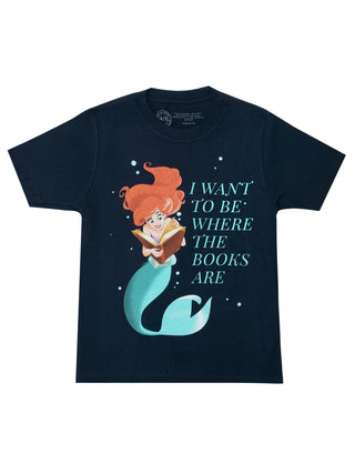 Disney Princess Ariel: I Want to be Where the Books Are Kids' T-Shirt